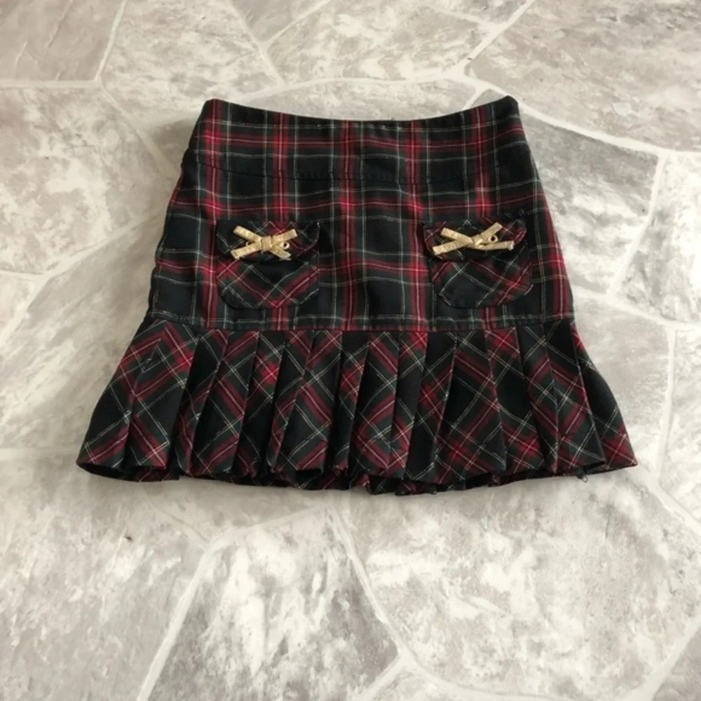 THE CHILDREN PLACE red plaid pleated bow school girl skirt girls Size 6X